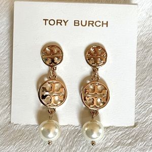 Tory Burch Earrings Gold and Pearl NEW